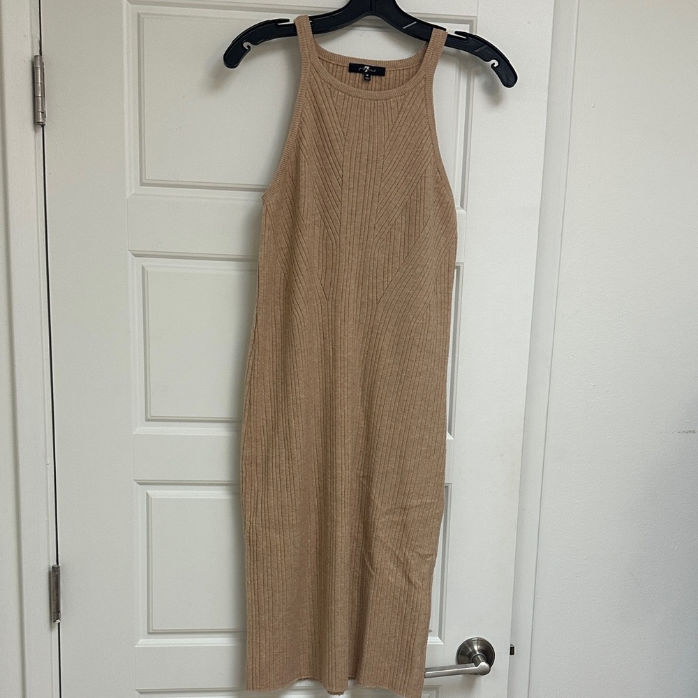 Sleeveless Tan Ribbed Dress